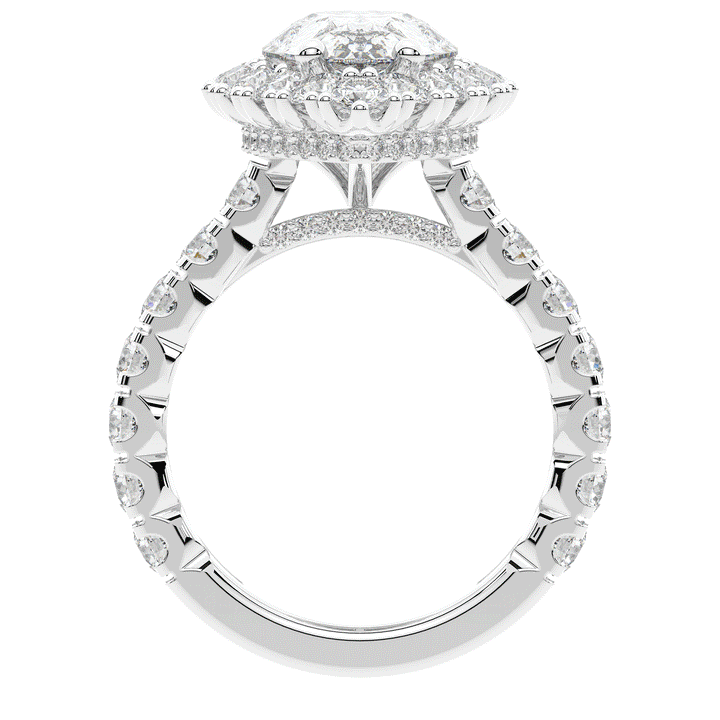 4.90CT.TW PEAR LAB DIAMOND HALO ENGAGEMENT RING - Nazarelle