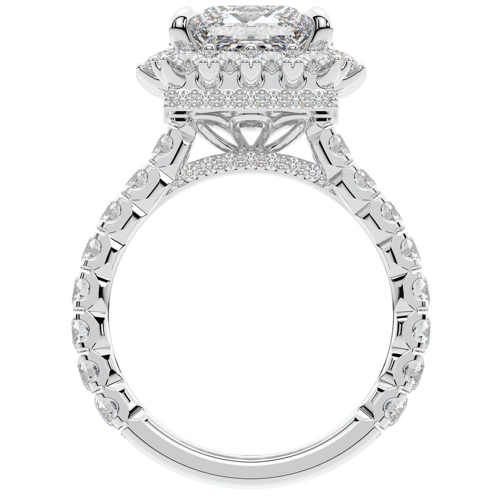 4.50CT.TW PRINCESS LAB DIAMOND HALO ENGAGEMENT RING - Nazarelle