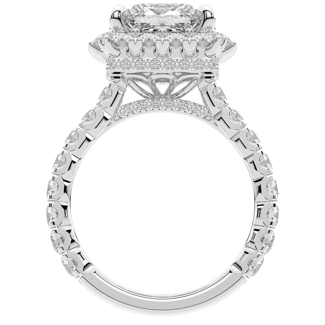 4.50CT.TW PRINCESS LAB DIAMOND HALO ENGAGEMENT RING - Nazarelle