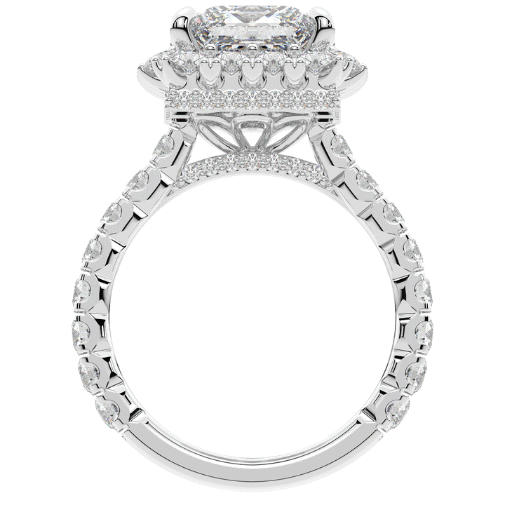 4.50CT.TW PRINCESS LAB DIAMOND HALO ENGAGEMENT RING - Nazarelle