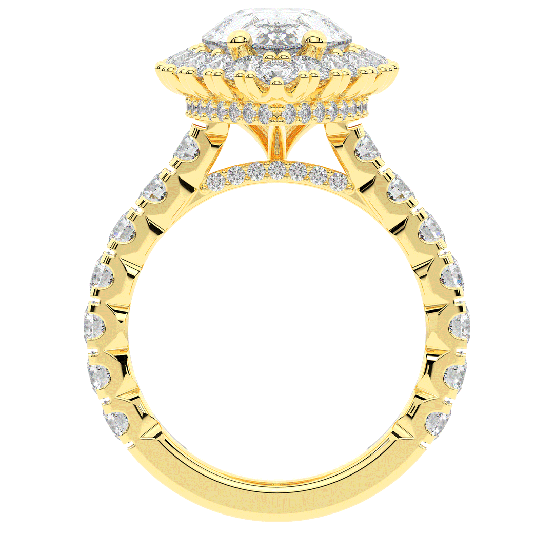 4.90CT.TW PEAR LAB DIAMOND HALO ENGAGEMENT RING - Nazarelle