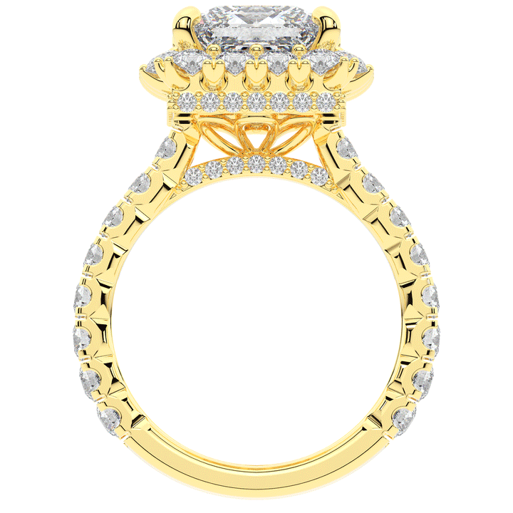 4.50CT.TW PRINCESS LAB DIAMOND HALO ENGAGEMENT RING - Nazarelle