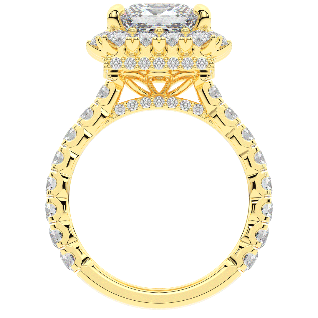 4.50CT.TW PRINCESS LAB DIAMOND HALO ENGAGEMENT RING - Nazarelle