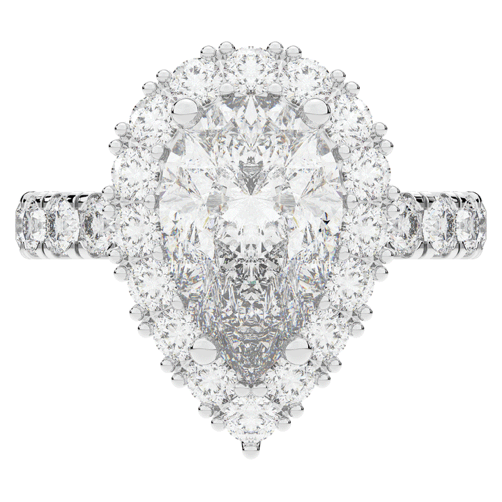 4.90CT.TW PEAR LAB DIAMOND HALO ENGAGEMENT RING - Nazarelle