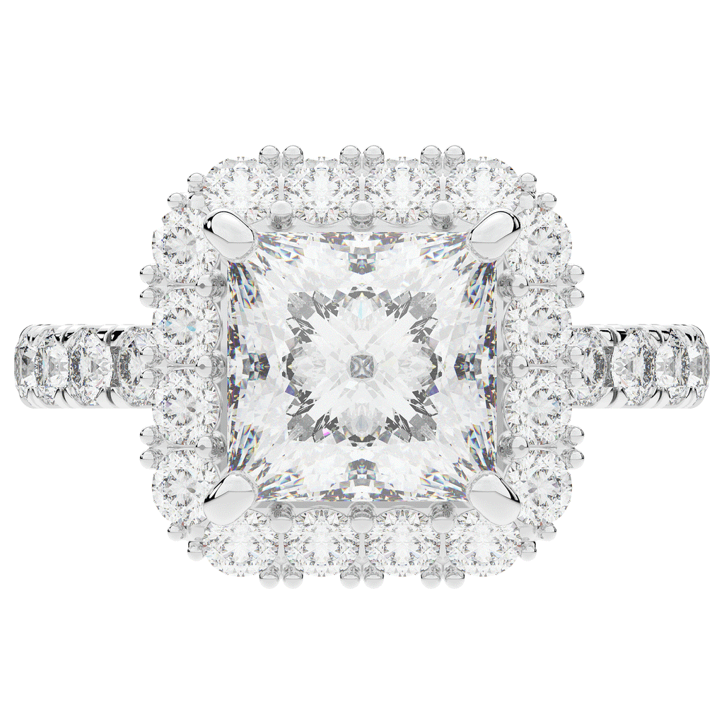 4.50CT.TW PRINCESS LAB DIAMOND HALO ENGAGEMENT RING - Nazarelle