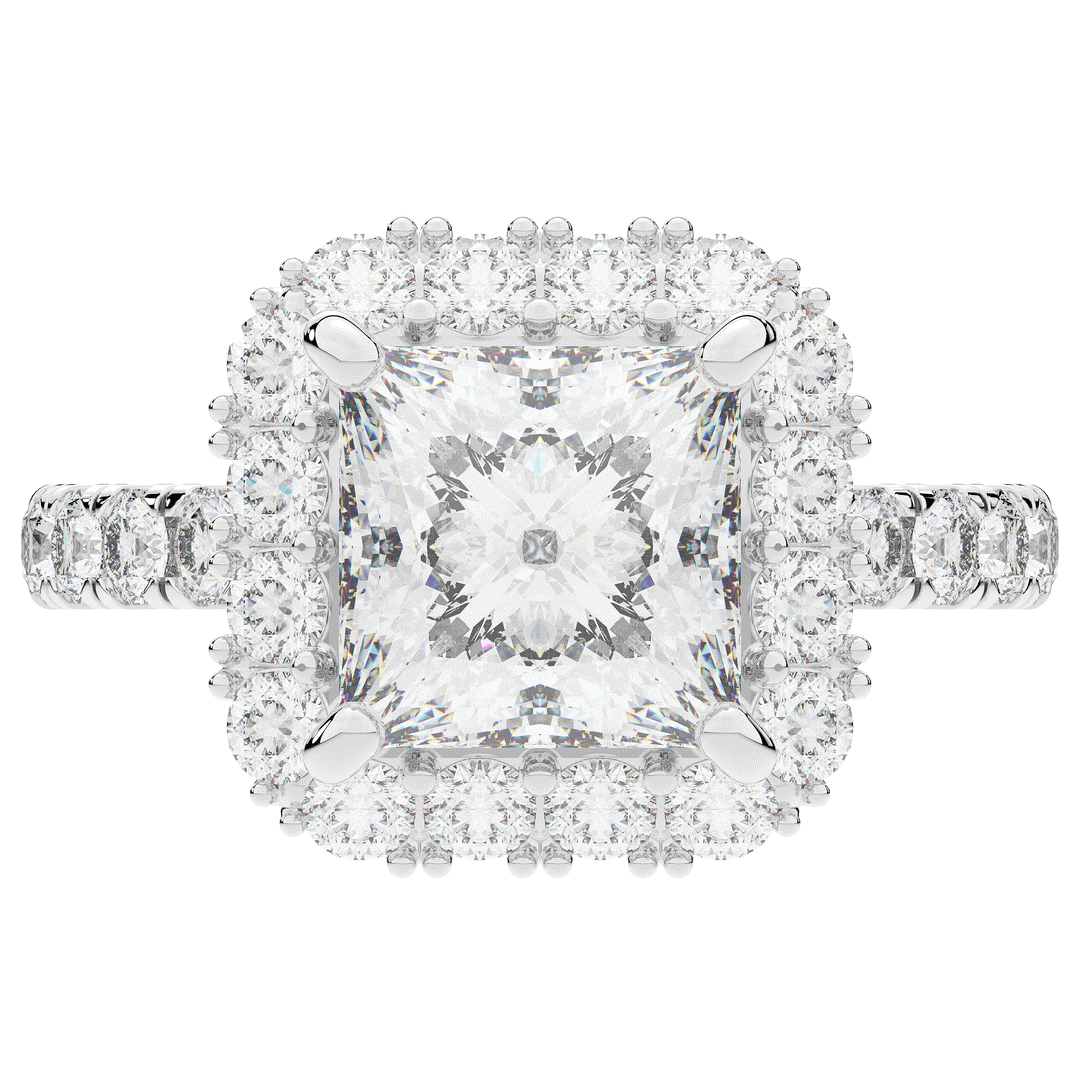 4.50CT.TW PRINCESS LAB DIAMOND HALO ENGAGEMENT RING - Nazarelle