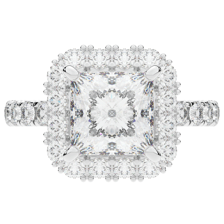 4.50CT.TW PRINCESS LAB DIAMOND HALO ENGAGEMENT RING - Nazarelle