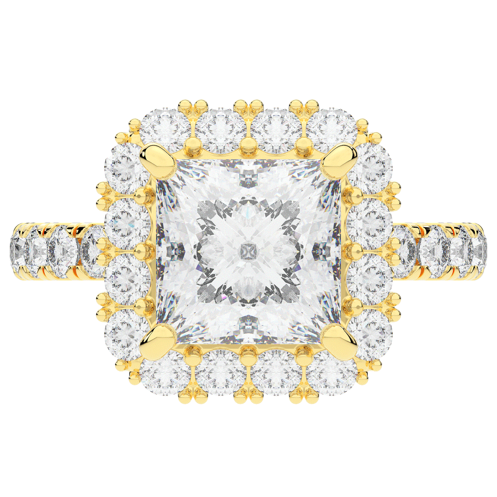 4.50CT.TW PRINCESS LAB DIAMOND HALO ENGAGEMENT RING - Nazarelle