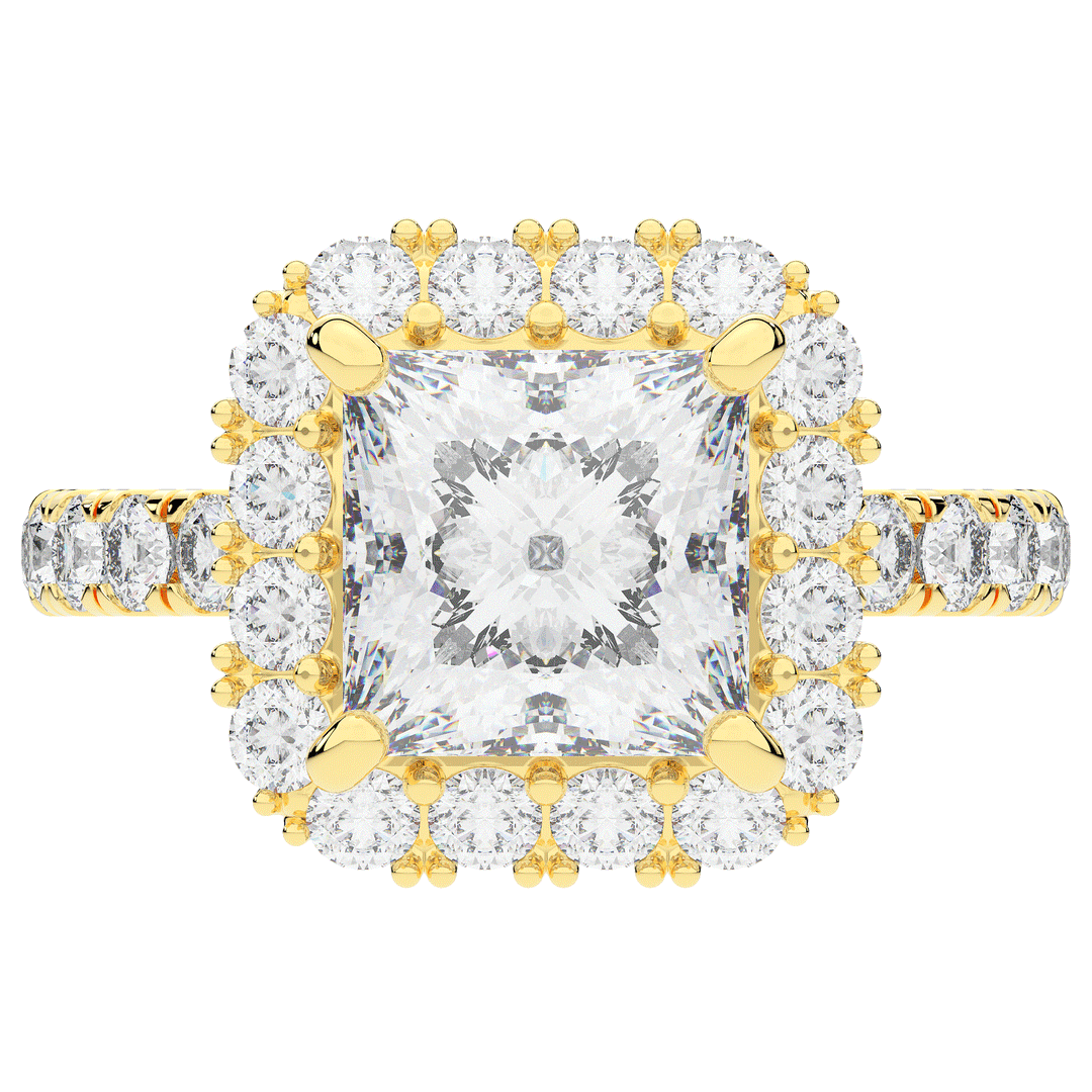 4.50CT.TW PRINCESS LAB DIAMOND HALO ENGAGEMENT RING - Nazarelle