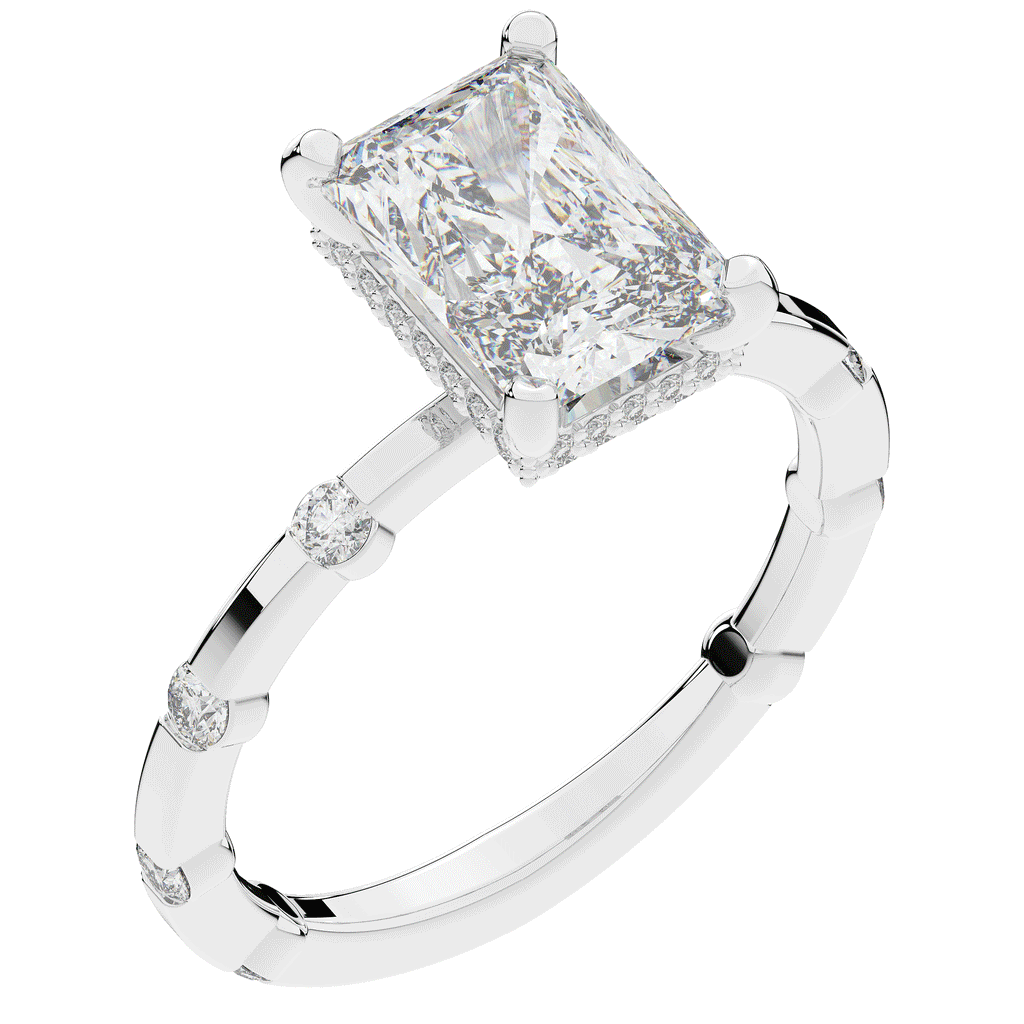 2.60CT.TW RADIANT LAB DIAMOND UNDERHALO SOLITAIRE ENGAGEMENT RING - Nazarelle