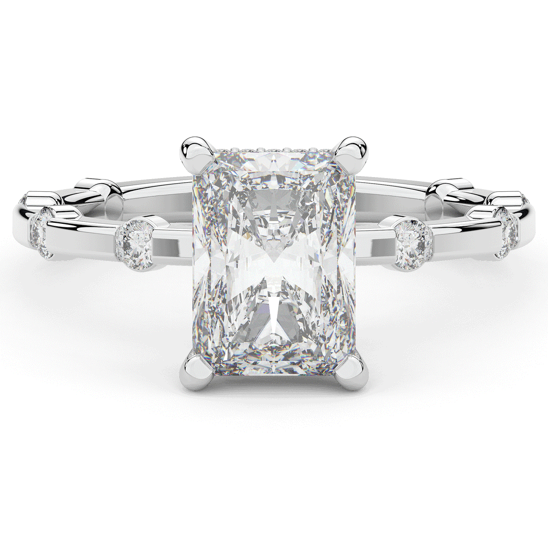 2.60CT.TW RADIANT LAB DIAMOND UNDERHALO SOLITAIRE ENGAGEMENT RING - Nazarelle