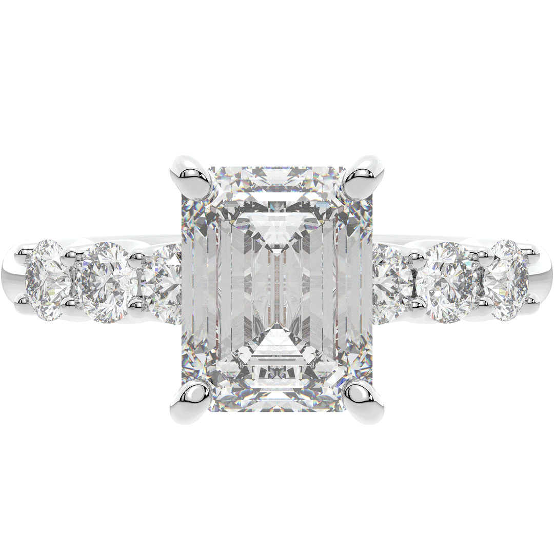 2.60CT.TW EMERALD CUT LAB DIAMOND SOLITAIRE ENGAGEMENT RING - Nazarelle