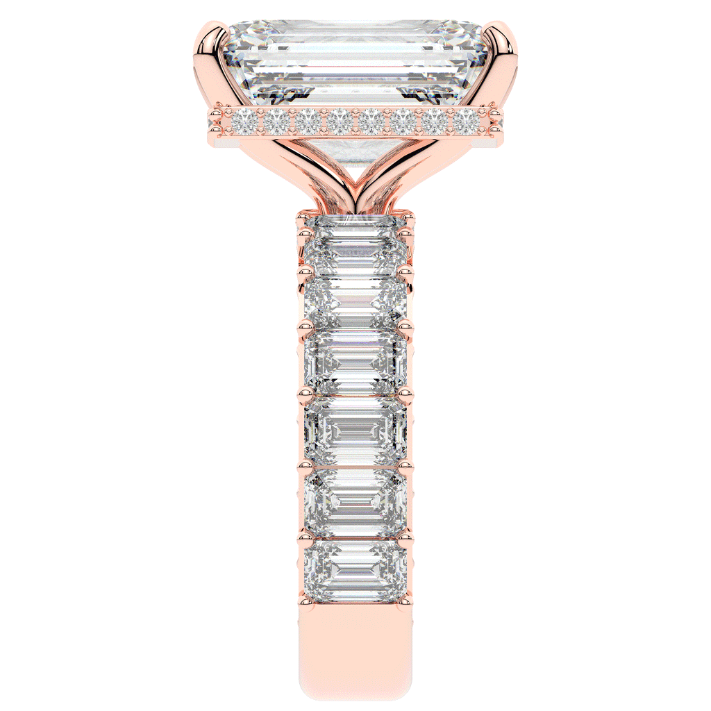 11.90CT.TW EMERALD CUT LAB DIAMOND SOLITAIRE ENGAGEMENT RING - Nazarelle