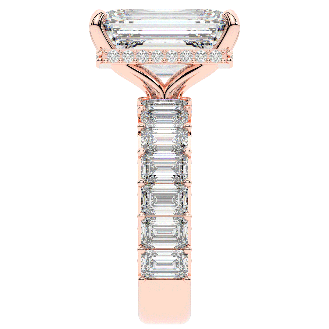 11.90CT.TW EMERALD CUT LAB DIAMOND SOLITAIRE ENGAGEMENT RING - Nazarelle