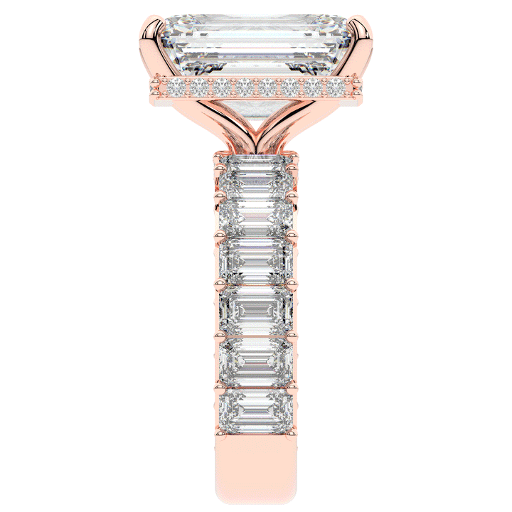 11.90CT.TW EMERALD CUT LAB DIAMOND SOLITAIRE ENGAGEMENT RING - Nazarelle