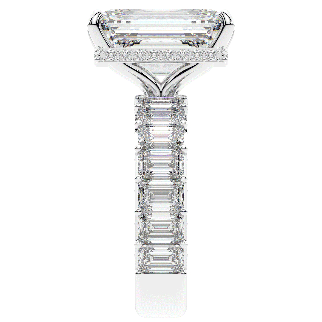 11.90CT.TW EMERALD CUT LAB DIAMOND SOLITAIRE ENGAGEMENT RING - Nazarelle