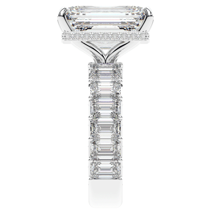 11.90CT.TW EMERALD CUT LAB DIAMOND SOLITAIRE ENGAGEMENT RING - Nazarelle