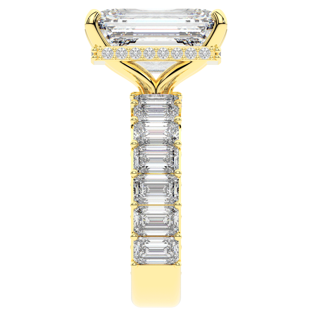 11.90CT.TW EMERALD CUT LAB DIAMOND SOLITAIRE ENGAGEMENT RING - Nazarelle