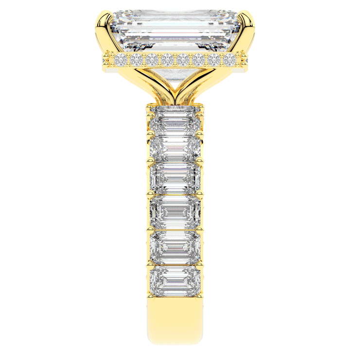 11.90CT.TW EMERALD CUT LAB DIAMOND SOLITAIRE ENGAGEMENT RING - Nazarelle