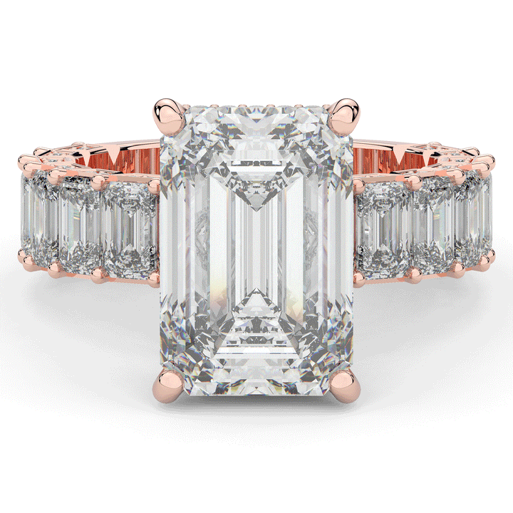 11.90CT.TW EMERALD CUT LAB DIAMOND SOLITAIRE ENGAGEMENT RING - Nazarelle