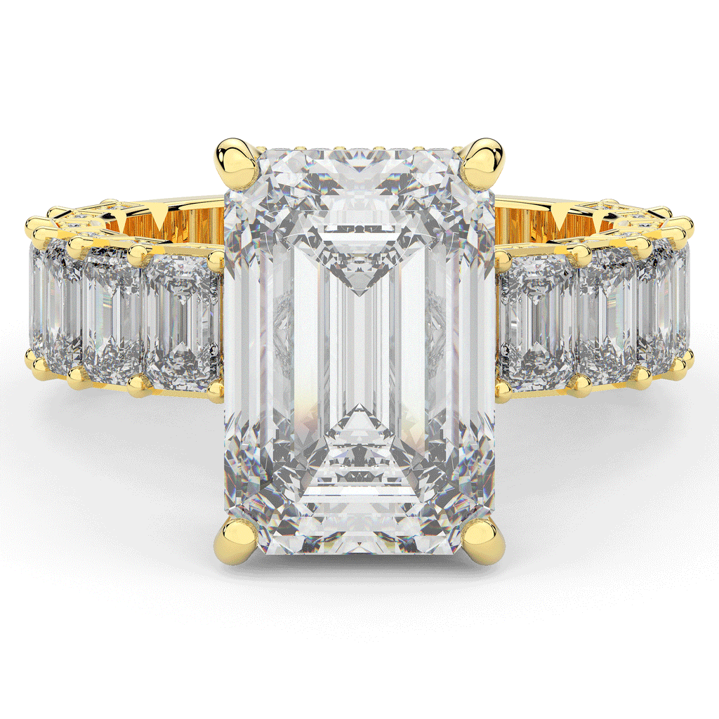 11.90CT.TW EMERALD CUT LAB DIAMOND SOLITAIRE ENGAGEMENT RING - Nazarelle