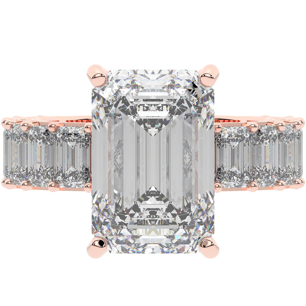 11.90CT.TW EMERALD CUT LAB DIAMOND SOLITAIRE ENGAGEMENT RING - Nazarelle