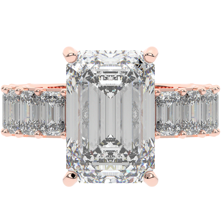 11.90CT.TW EMERALD CUT LAB DIAMOND SOLITAIRE ENGAGEMENT RING - Nazarelle