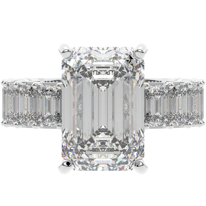 11.90CT.TW EMERALD CUT LAB DIAMOND SOLITAIRE ENGAGEMENT RING - Nazarelle