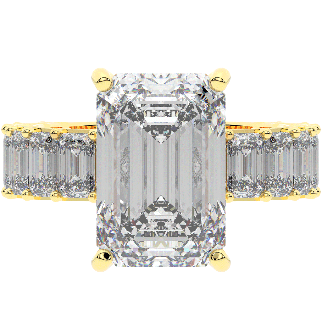 11.90CT.TW EMERALD CUT LAB DIAMOND SOLITAIRE ENGAGEMENT RING - Nazarelle