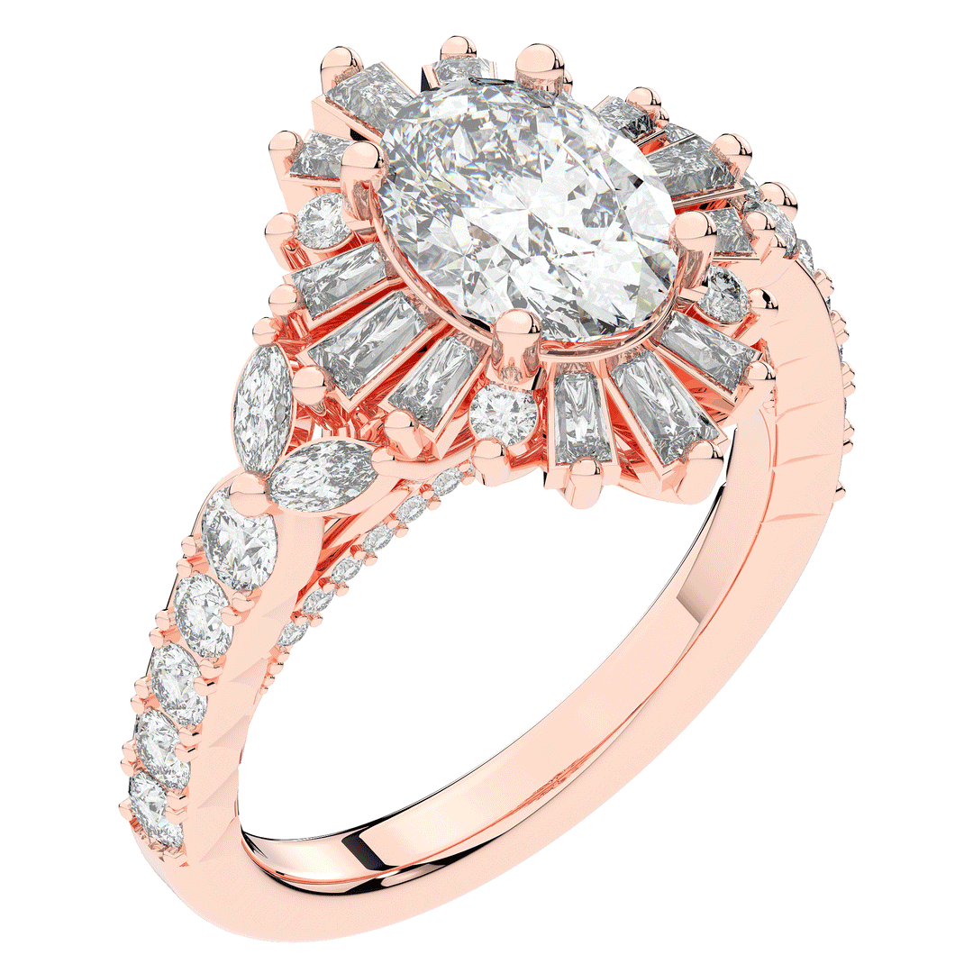 3.10CT.TW OVAL LAB DIAMOND HALO ENGAGEMENT RING - Nazarelle