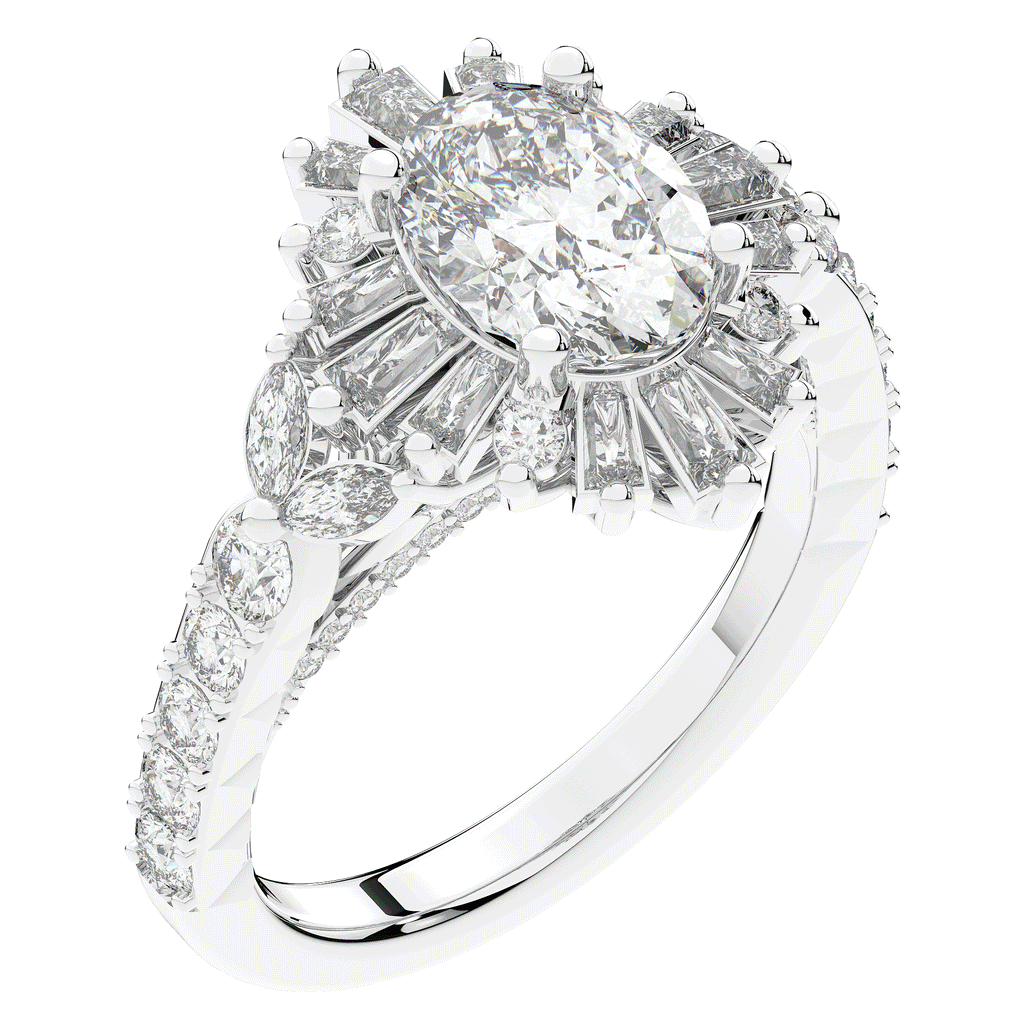 3.10CT.TW OVAL LAB DIAMOND HALO ENGAGEMENT RING - Nazarelle