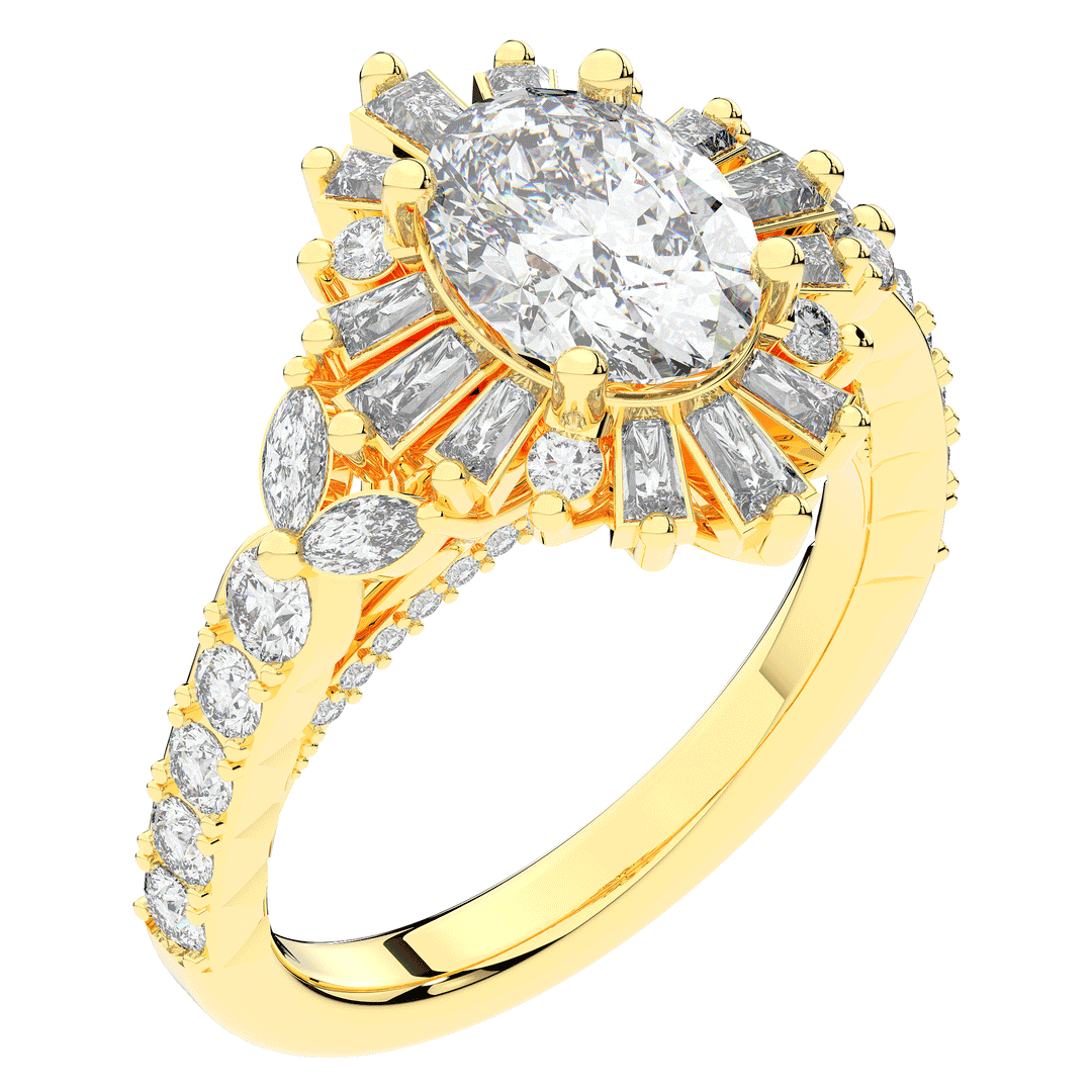 3.10CT.TW OVAL LAB DIAMOND HALO ENGAGEMENT RING - Nazarelle