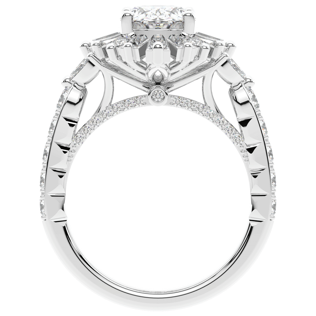 3.10CT.TW OVAL LAB DIAMOND HALO ENGAGEMENT RING - Nazarelle