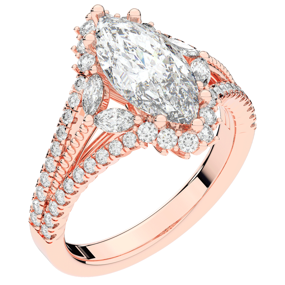 2.70CT.TW MARQUISE LAB DIAMOND HALO ENGAGEMENT RING - Nazarelle