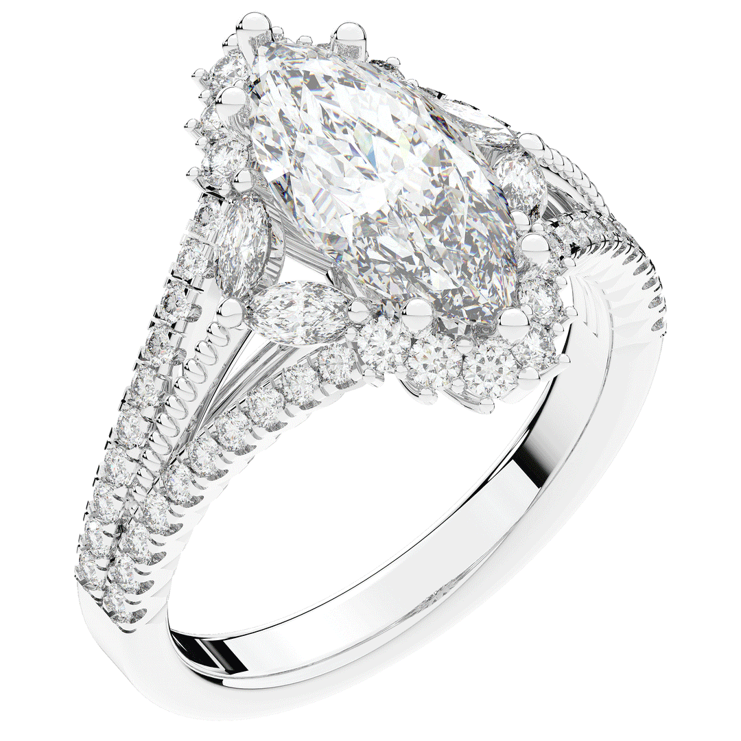 2.70CT.TW MARQUISE LAB DIAMOND HALO ENGAGEMENT RING - Nazarelle