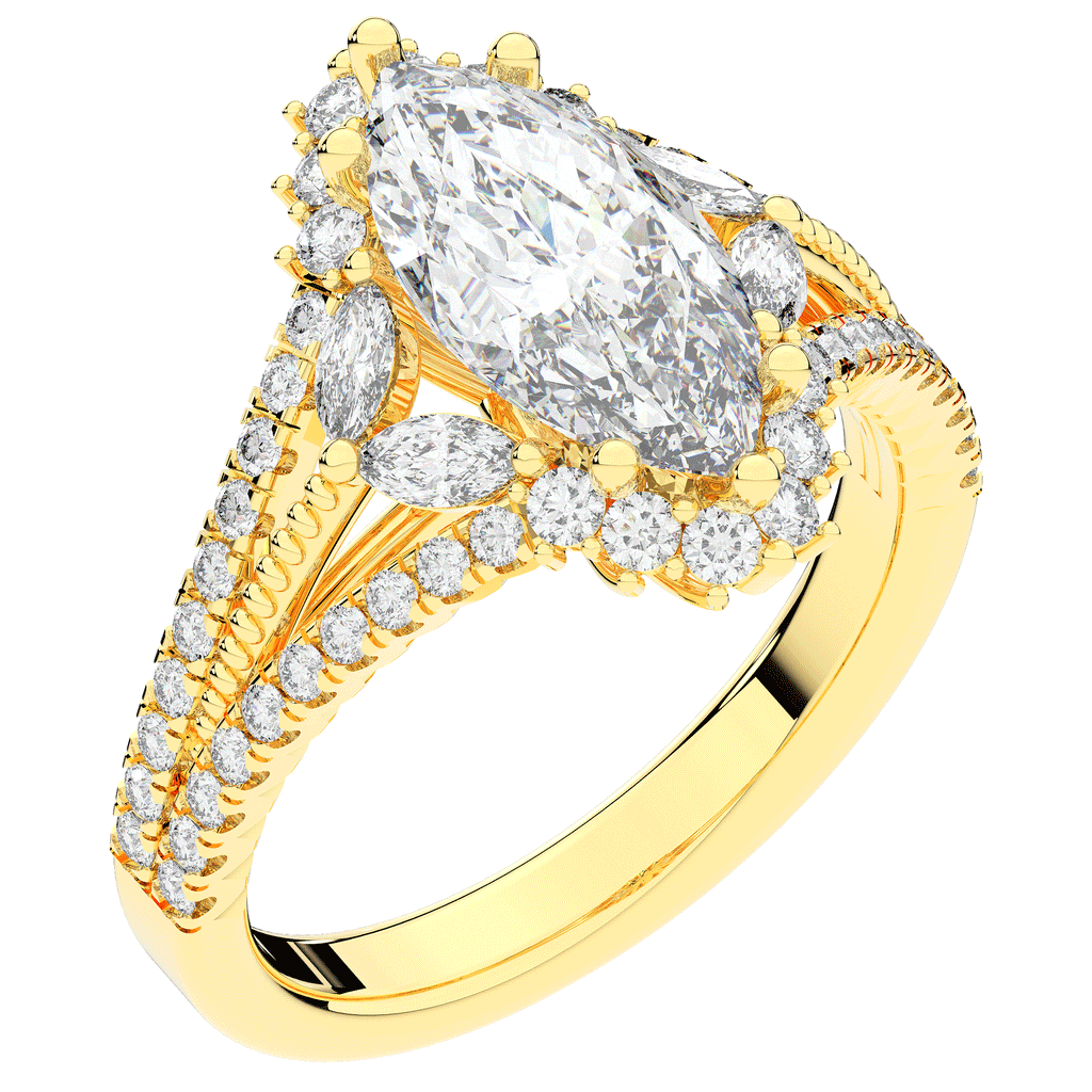 2.70CT.TW MARQUISE LAB DIAMOND HALO ENGAGEMENT RING - Nazarelle