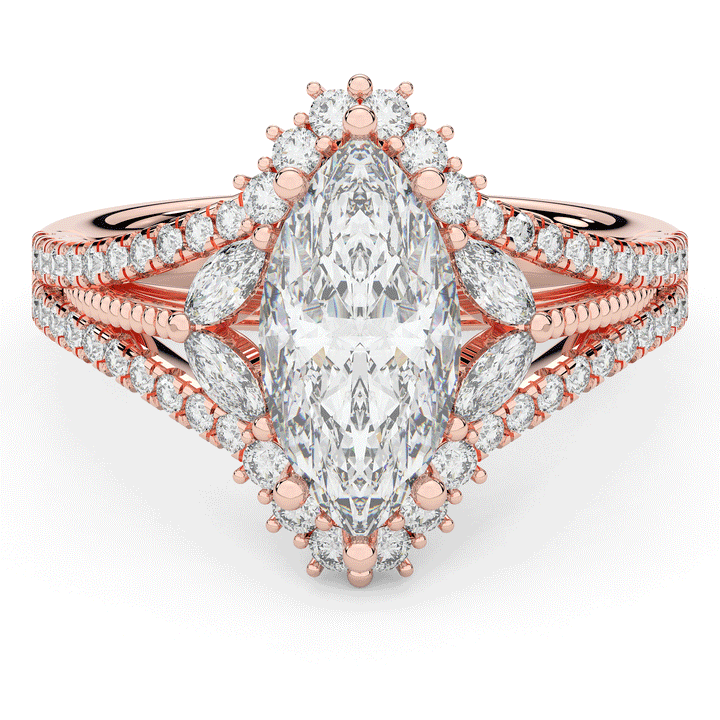 2.70CT.TW MARQUISE LAB DIAMOND HALO ENGAGEMENT RING - Nazarelle