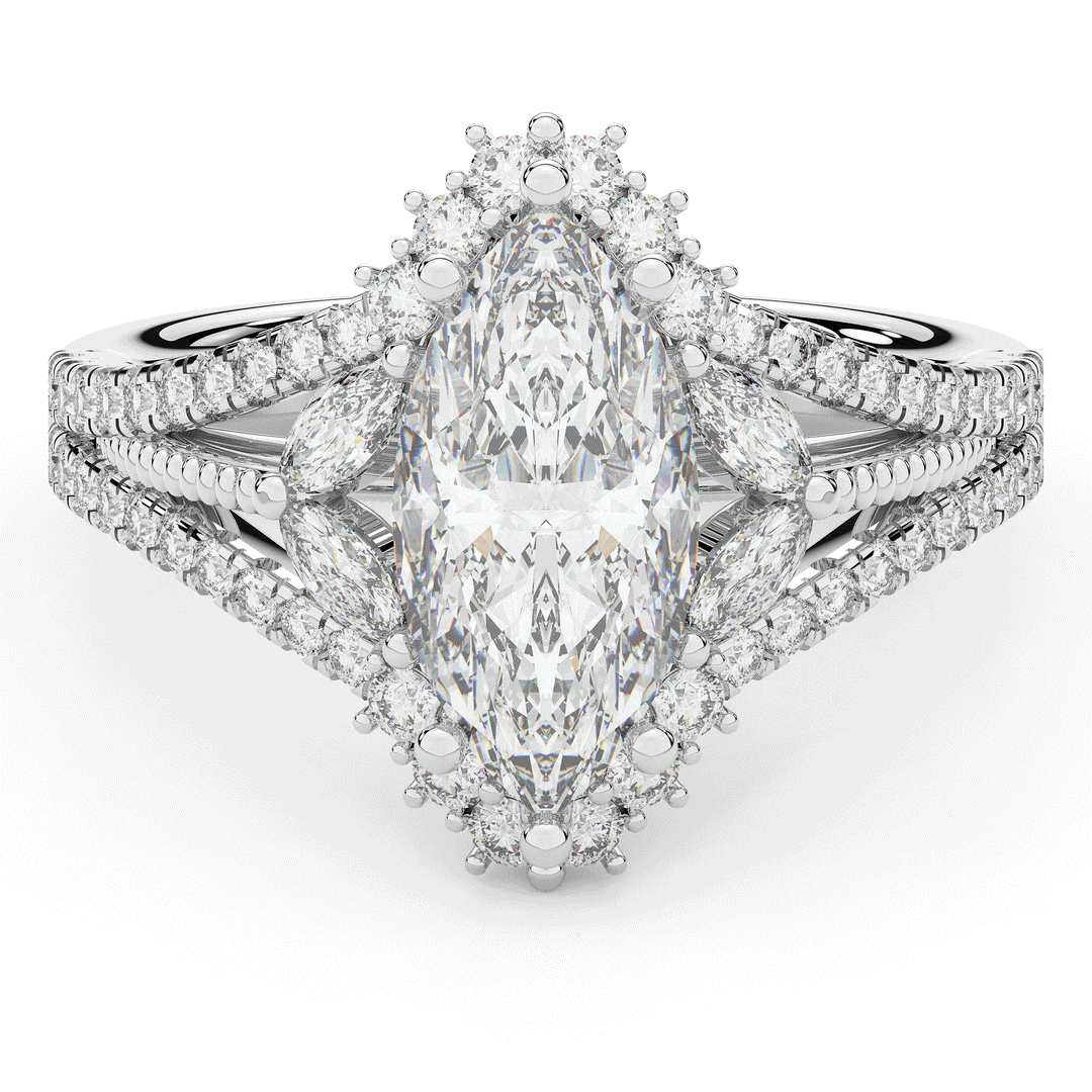 2.70CT.TW MARQUISE LAB DIAMOND HALO ENGAGEMENT RING - Nazarelle