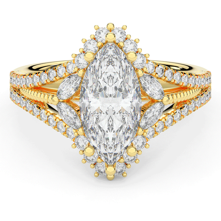 2.70CT.TW MARQUISE LAB DIAMOND HALO ENGAGEMENT RING - Nazarelle