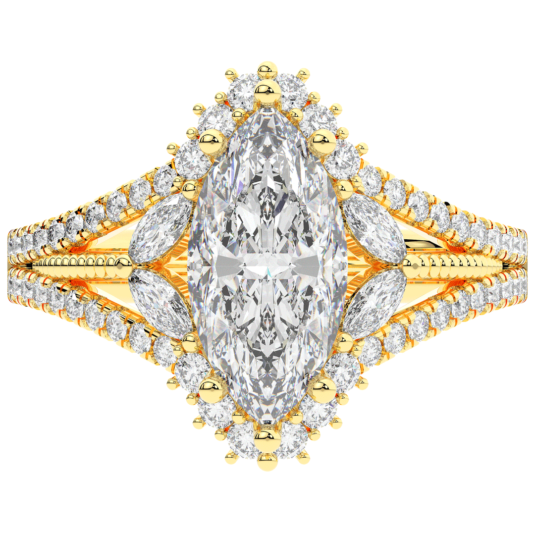 2.70CT.TW MARQUISE LAB DIAMOND HALO ENGAGEMENT RING - Nazarelle