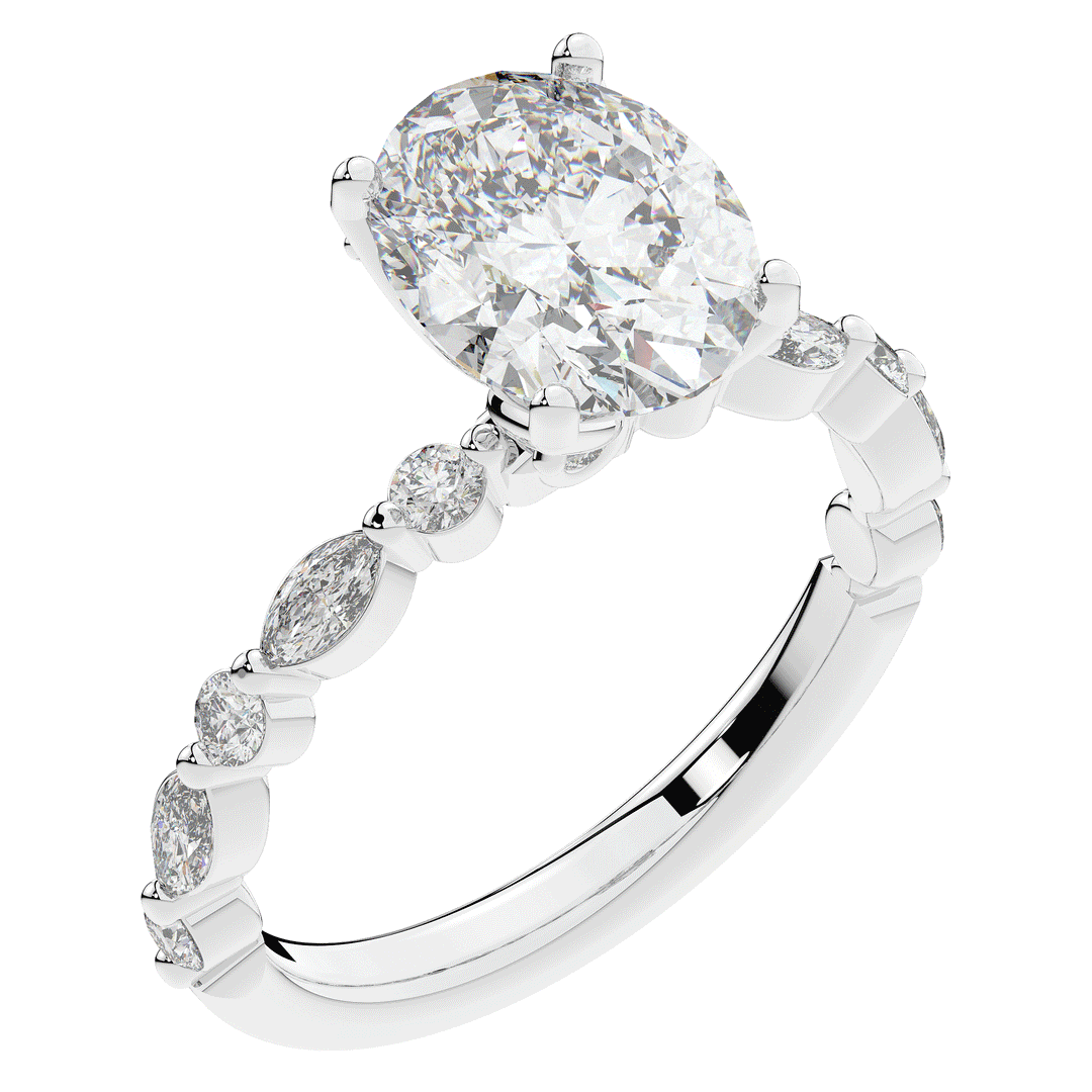3.10CT.TW OVAL LAB DIAMOND SOLITAIRE ENGAGEMENT RING - Nazarelle