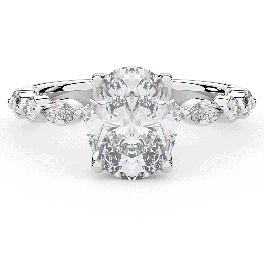 3.10CT.TW OVAL LAB DIAMOND SOLITAIRE ENGAGEMENT RING - Nazarelle