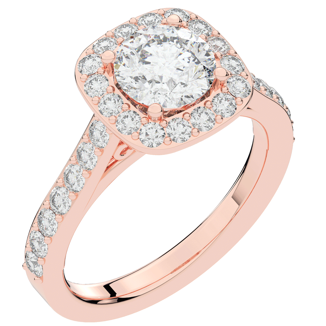 2.25CT.TW ROUND LAB DIAMOND HALO ENGAGEMENT RING - Nazarelle