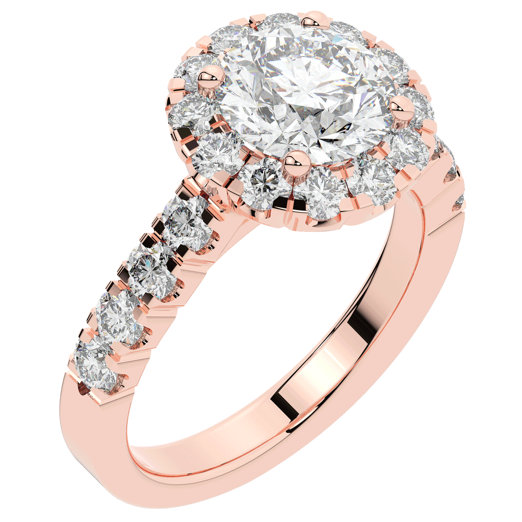 3.50CT.TW ROUND LAB DIAMOND HALO ENGAGEMENT RING - Nazarelle