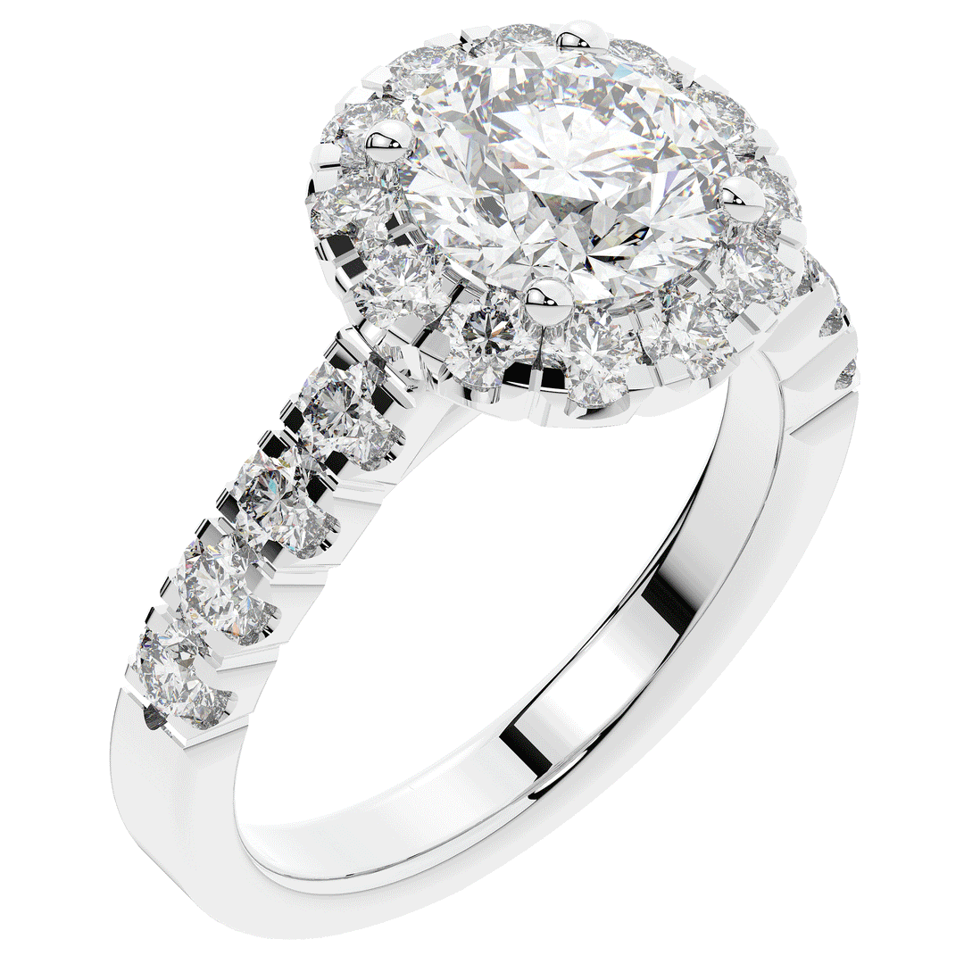 3.50CT.TW ROUND LAB DIAMOND HALO ENGAGEMENT RING - Nazarelle