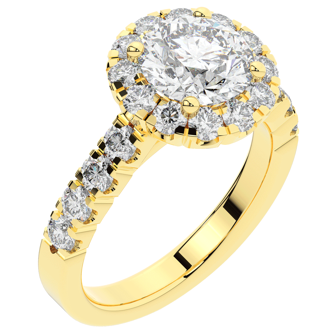 3.50CT.TW ROUND LAB DIAMOND HALO ENGAGEMENT RING - Nazarelle