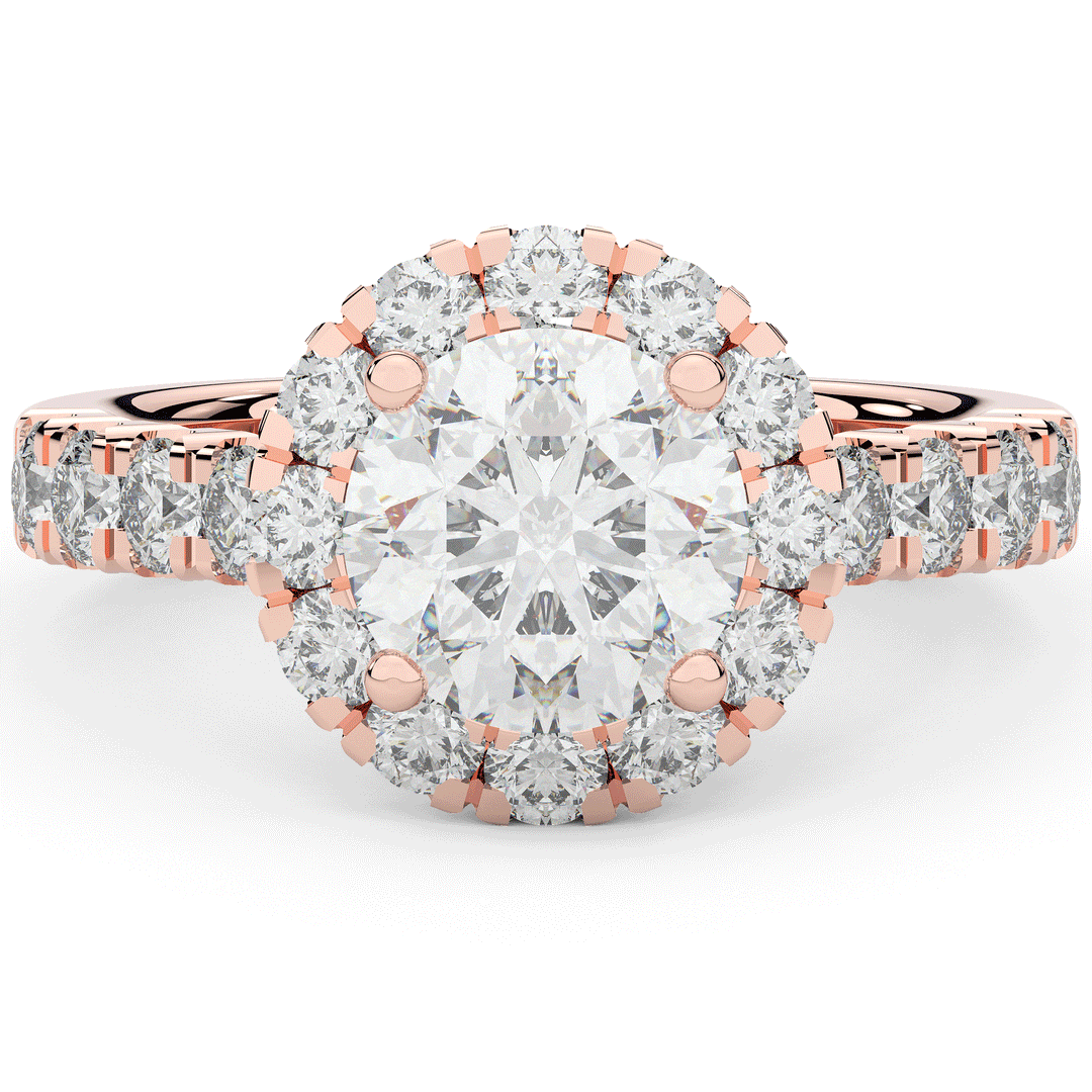 3.50CT.TW ROUND LAB DIAMOND HALO ENGAGEMENT RING - Nazarelle