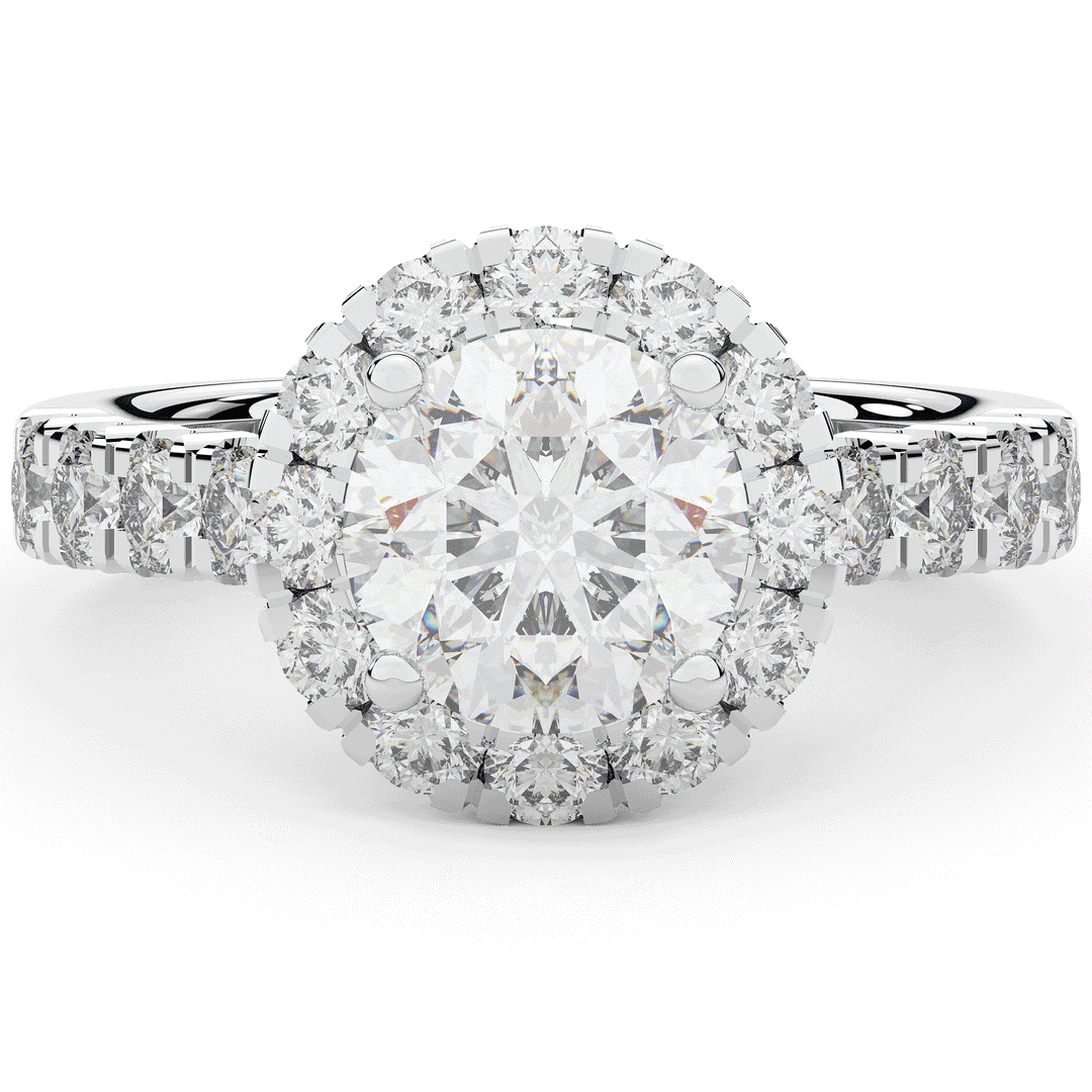 3.50CT.TW ROUND LAB DIAMOND HALO ENGAGEMENT RING - Nazarelle