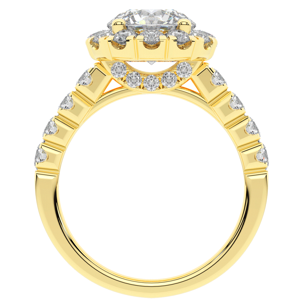 3.50CT.TW ROUND LAB DIAMOND HALO ENGAGEMENT RING - Nazarelle