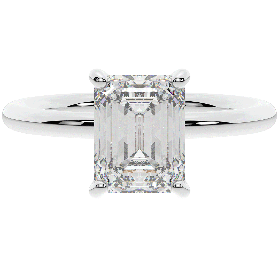 2.05CT.TW EMERALD CUT LAB DIAMOND SOLITAIRE ENGAGEMENT RING - Nazarelle